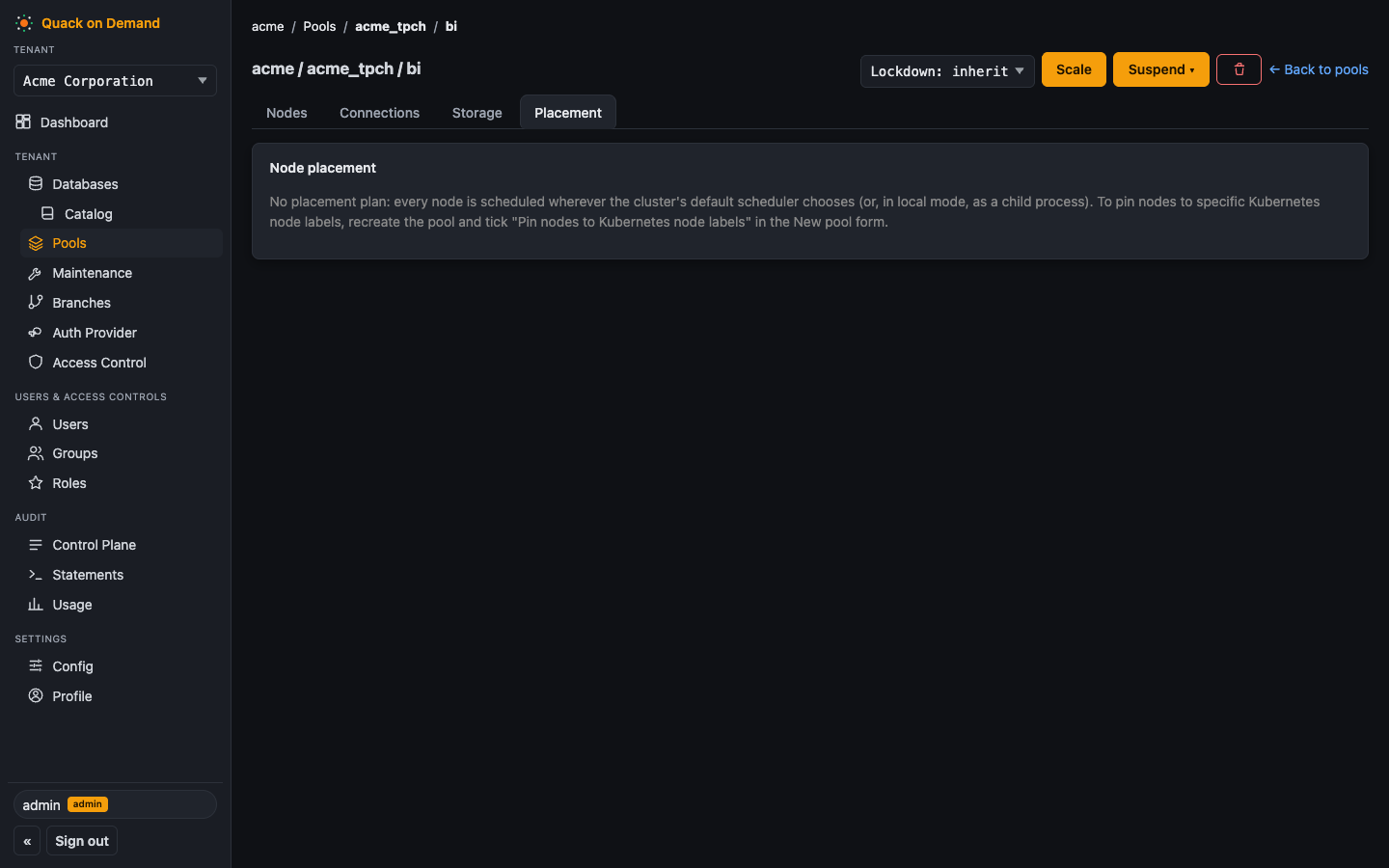 The New pool form with the cohort placement editor open