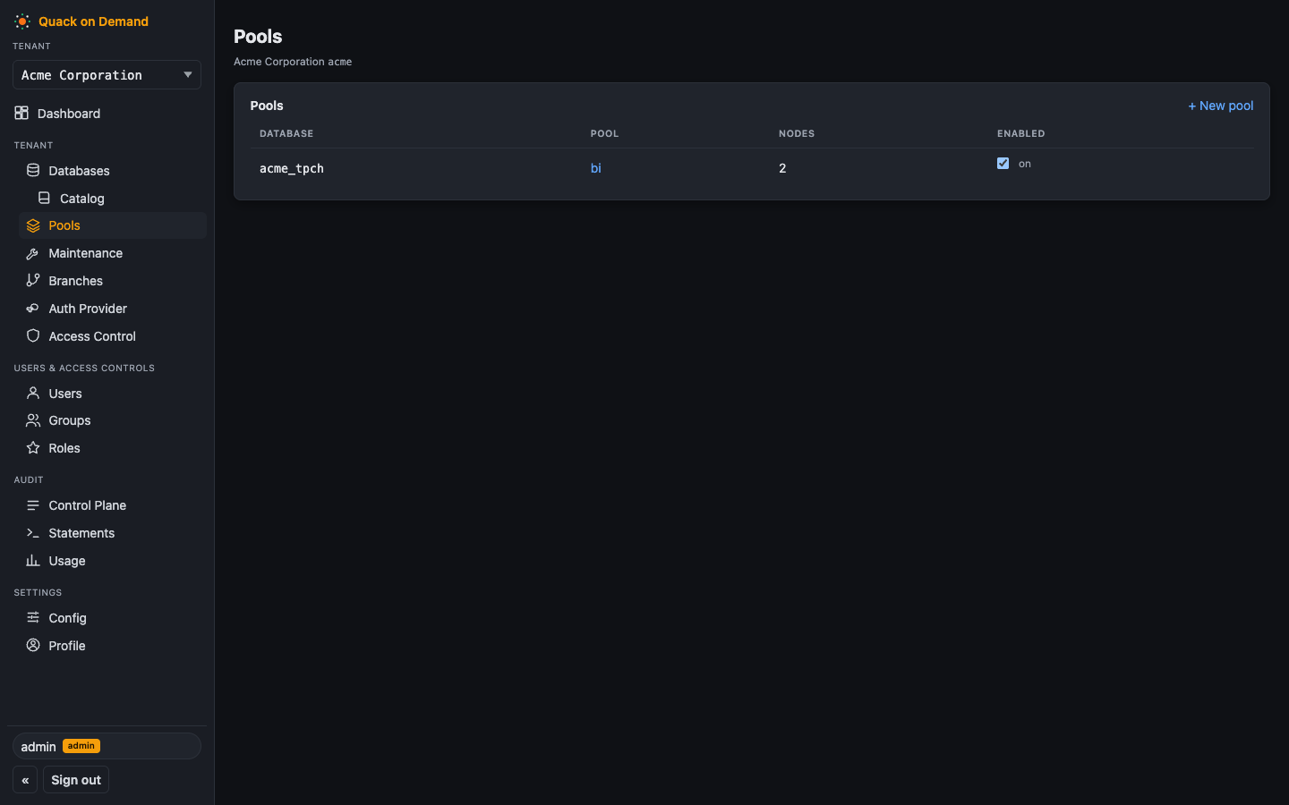The Pools page