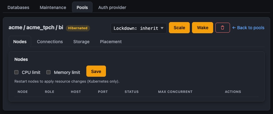 Manager UI: tenants and pools